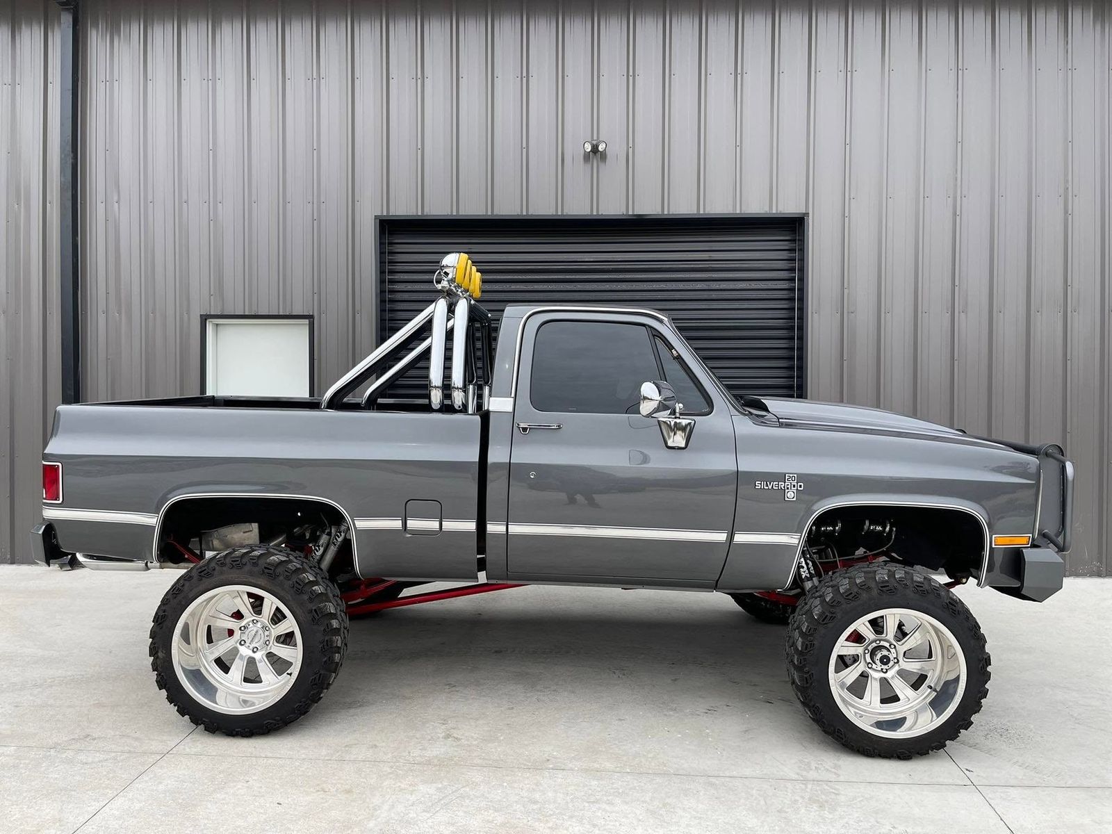 Lifted square-body Chevy truck